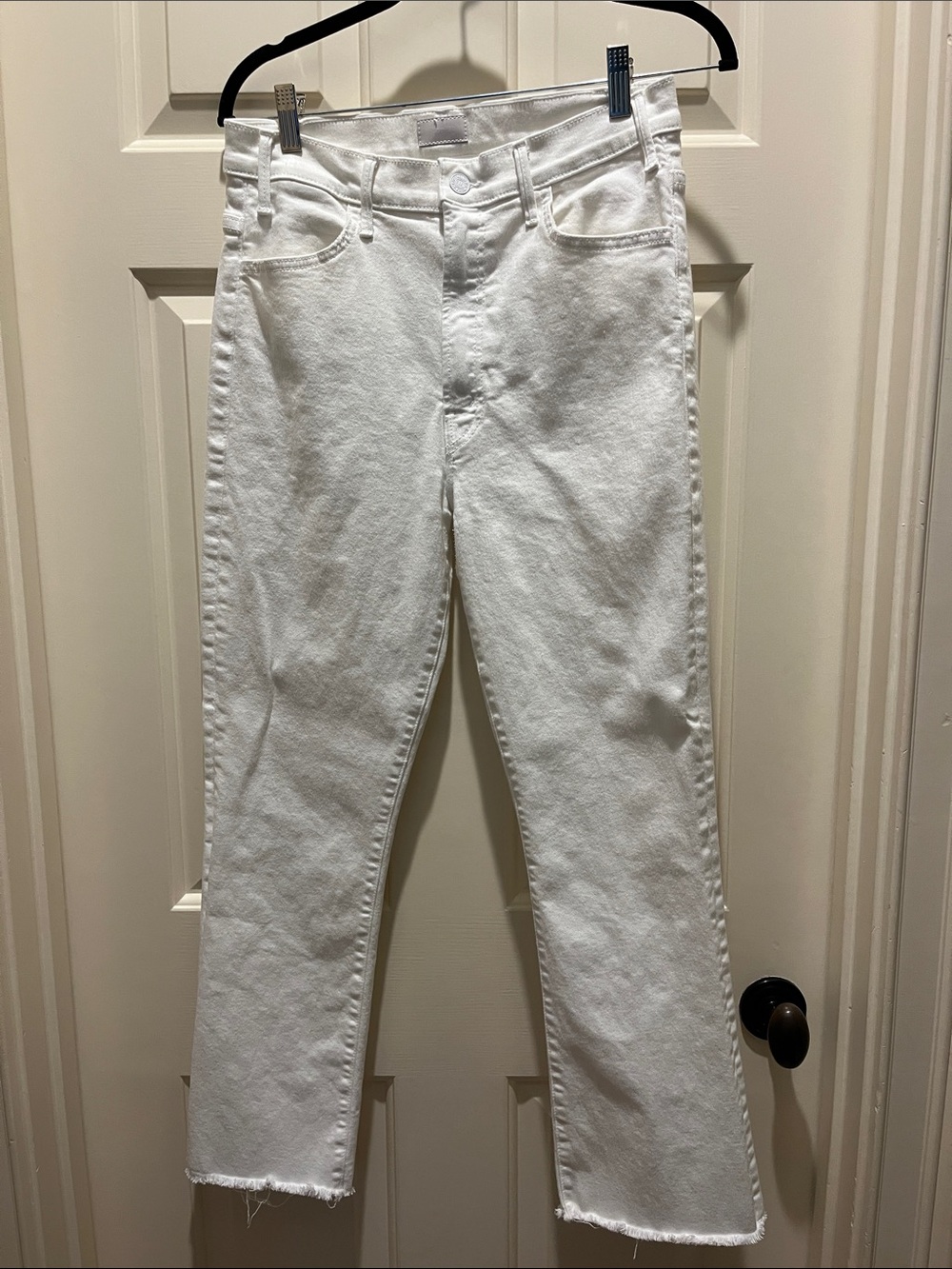 MOTHER The Hustler Ankle Fray White  Ankle Jeans 31